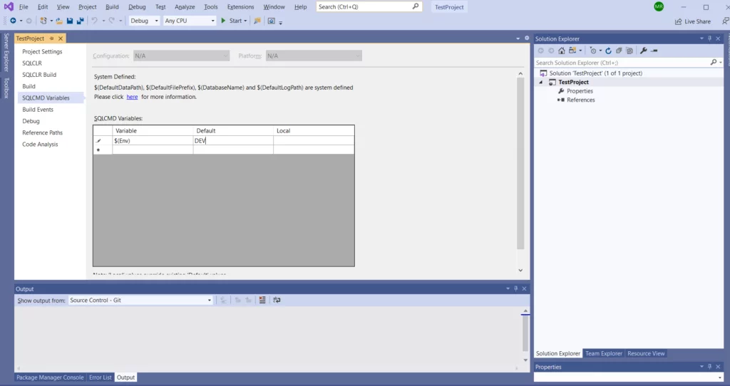 This image shows the Adding SQLCMD Variable