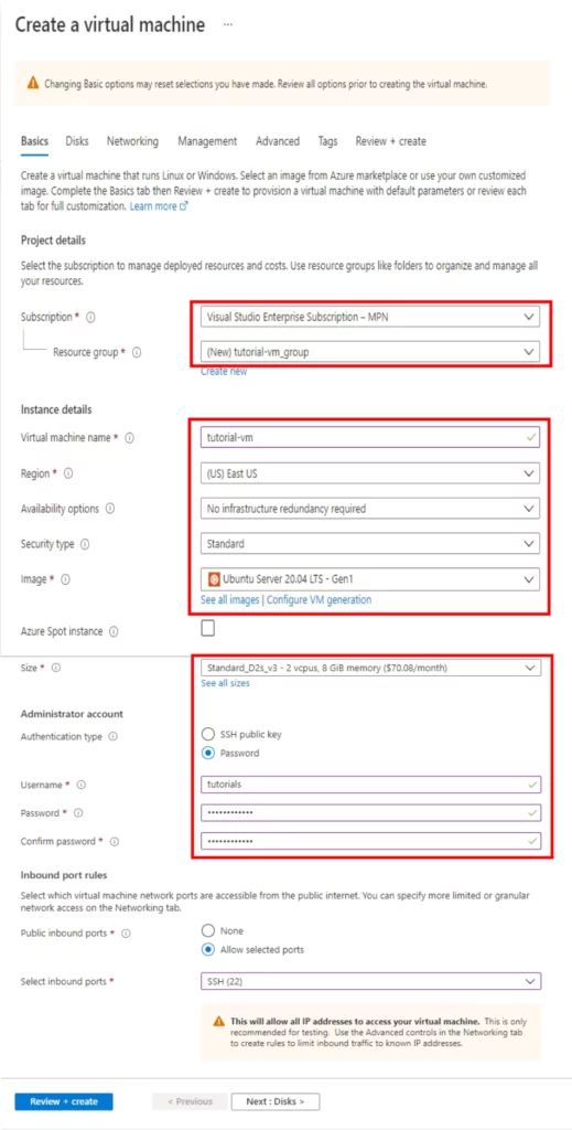 this image shows the Create a new virtual machine using the “create” button