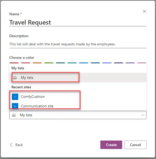 Create MS List separately or as part of an existing SharePoint Site