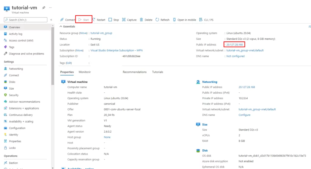 this image shows the start or restart VM