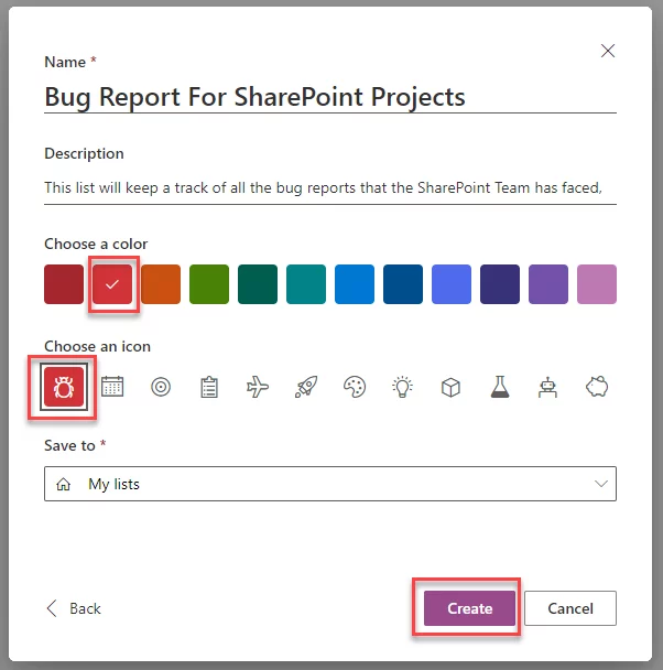 Infographics show how to Add Icon and color Microsoft Lists vs SharePoint Lists