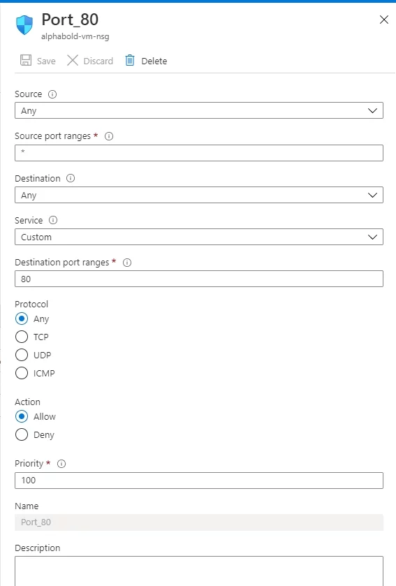 this image shows the Add inbound port rule using “Add inbound port rule