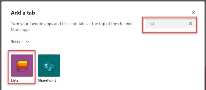 Infographics show Search for “List” and click on the icon