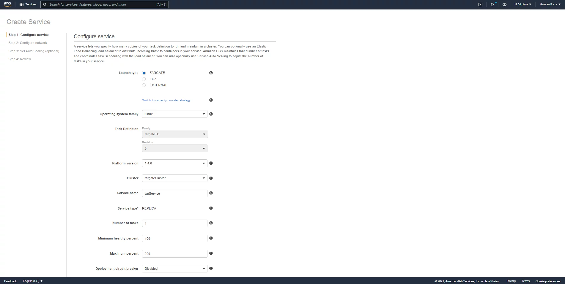 service type | Create Service