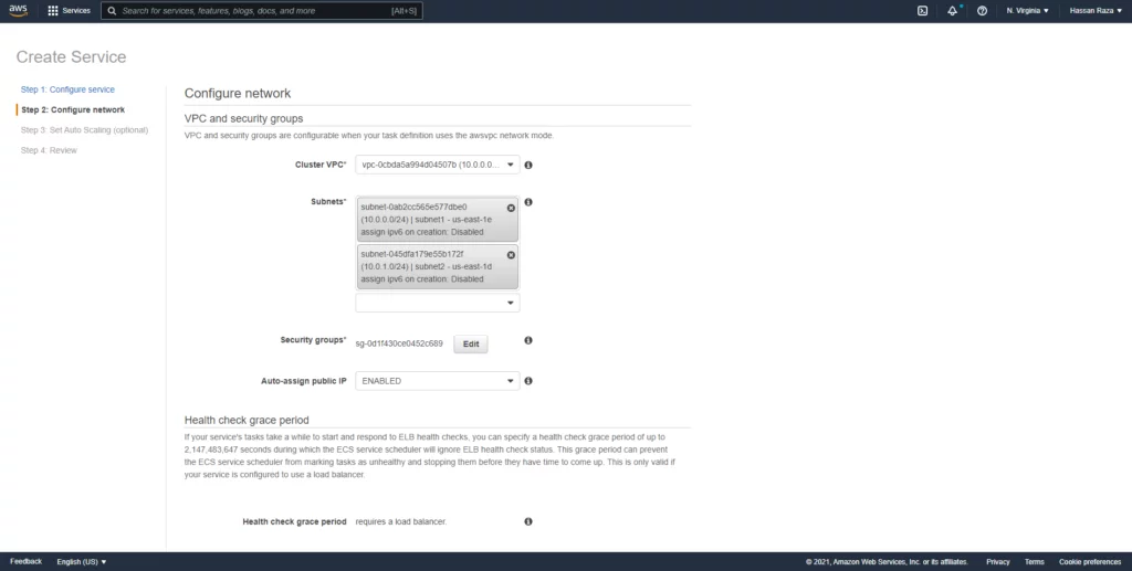 this image shows network configuration of the container