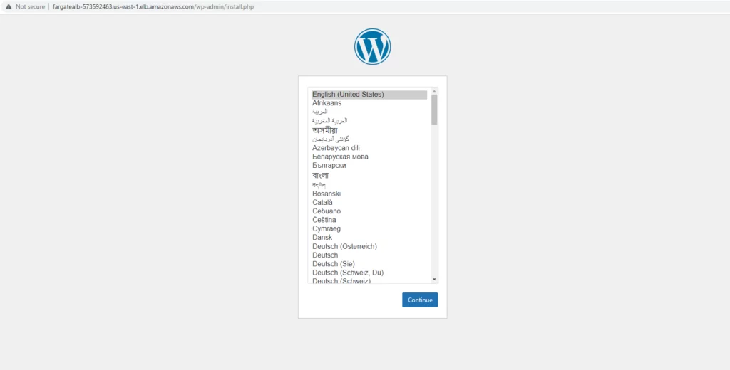 this image shows Deployment of WordPress in AWS Fargate