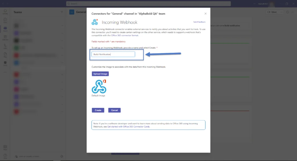 Infographic that shows the Webhook and click the “Create” button