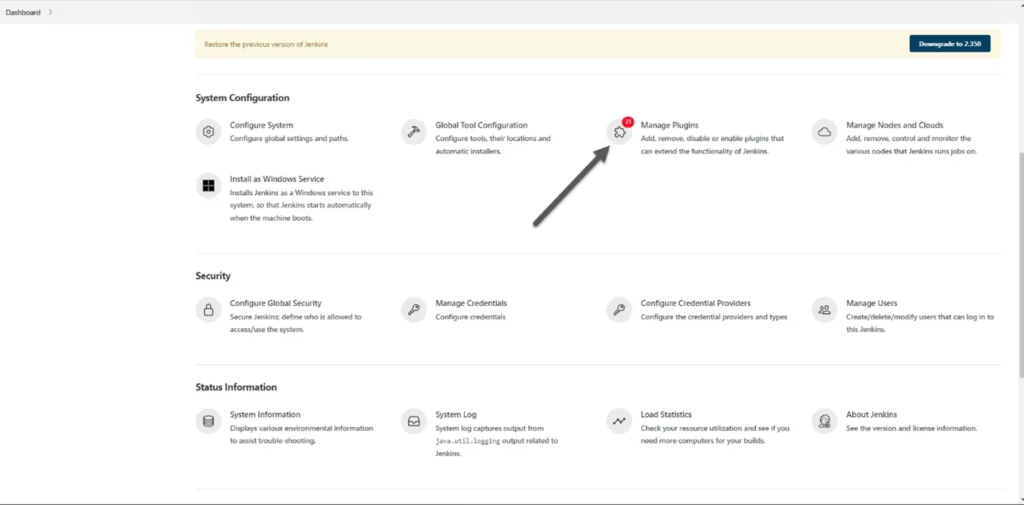 Infographic that shows the Manage Plugins