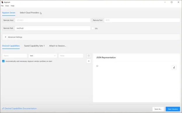 Infographic that shows the Setting up desired capabilities - Appium Inspector