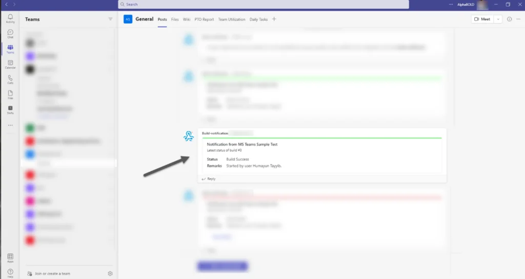 Infographic that shows the how to generate a notification on MS Teams