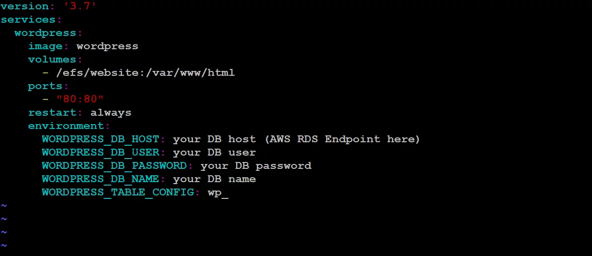 Database credentials