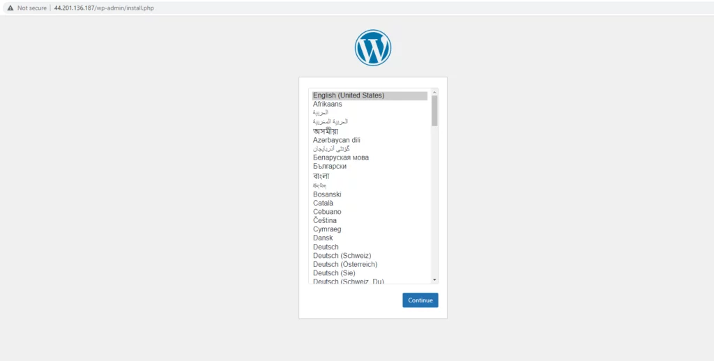 launch the normal WordPress wizard