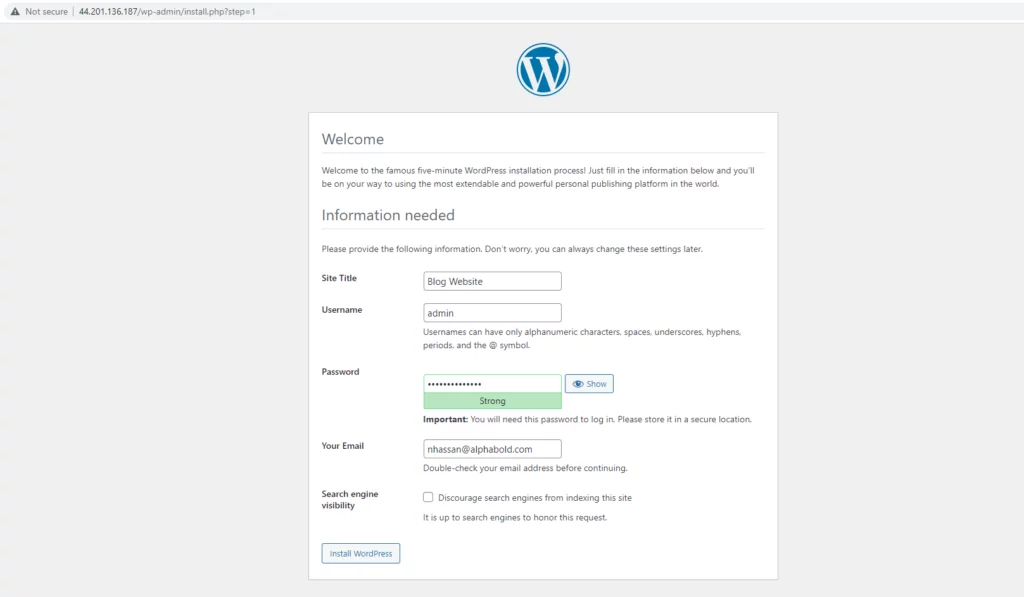 Infographic show that WordPress admin information to install WordPress
