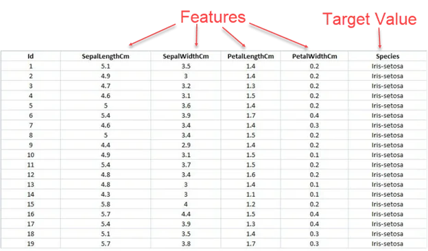 Infographic that shows Features are input values that help a Machine Learning model better predict the Target Value- Time Series Features for Machine Learning