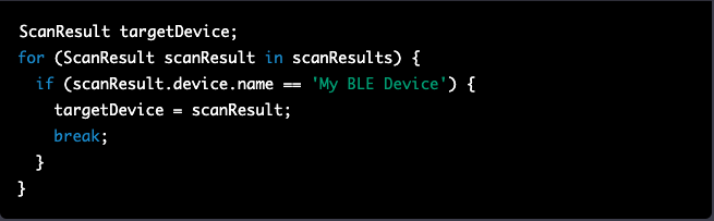 Infographic that show how to check the device property of each ScanResult object