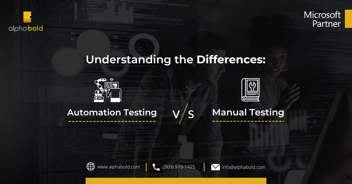 This image shows Automation Testing vs. Manual Testing