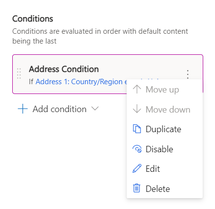this image shows edit the default or conditional content blocks