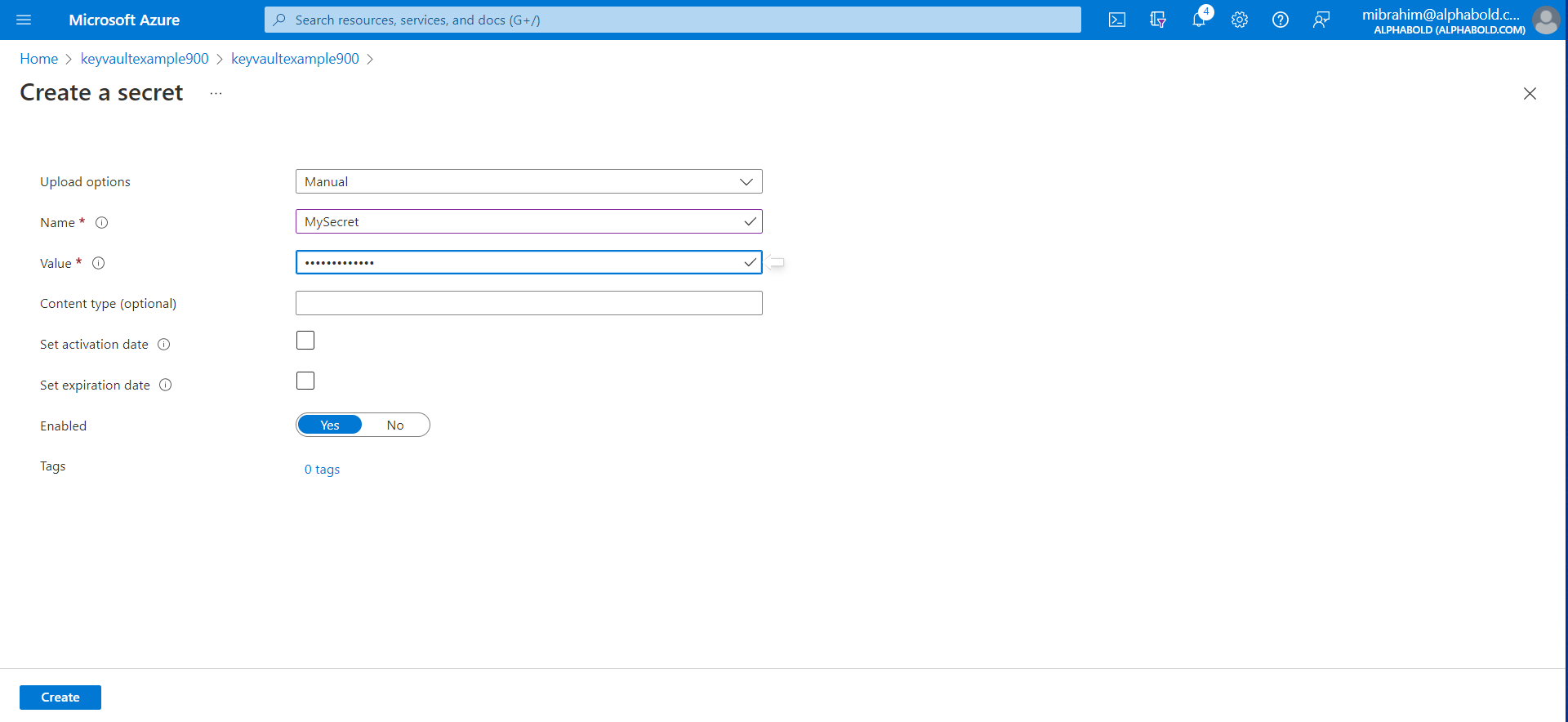 Infographics show the click on Generate/Import - Azure Key Vault Best Practices