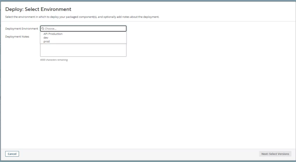 select environment - Creating A REST API By Importing A Boomi Process