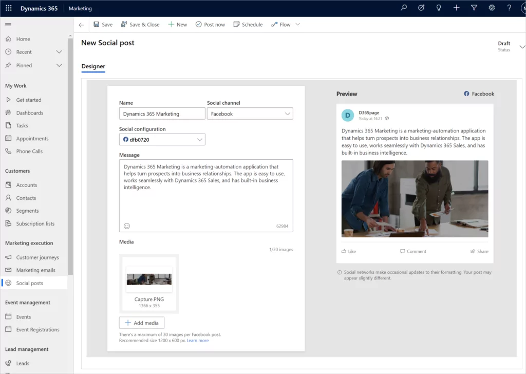 Social Media Integration - Dynamics 365 Marketing