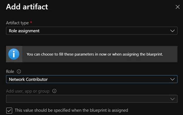 Infographic that shows add the RBAC role to the blueprint.