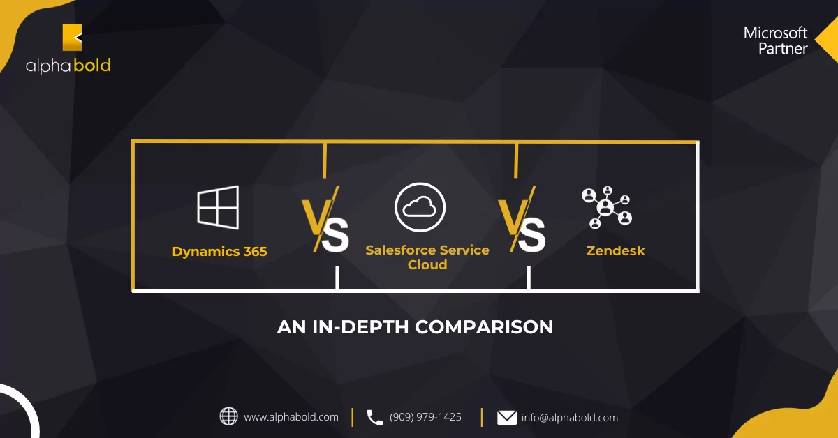 Infographic that shows the comparison Dynamics 365 Customer Service vs. Competitors