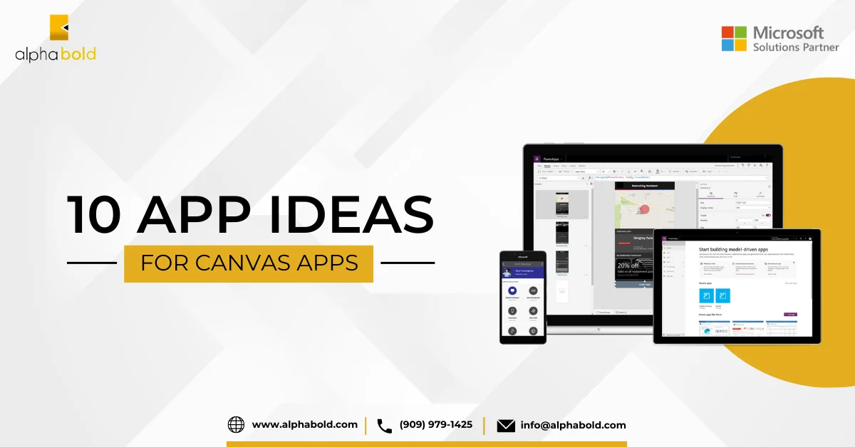 Infographics show the Top 10 Apps Ideas for Canvas Apps