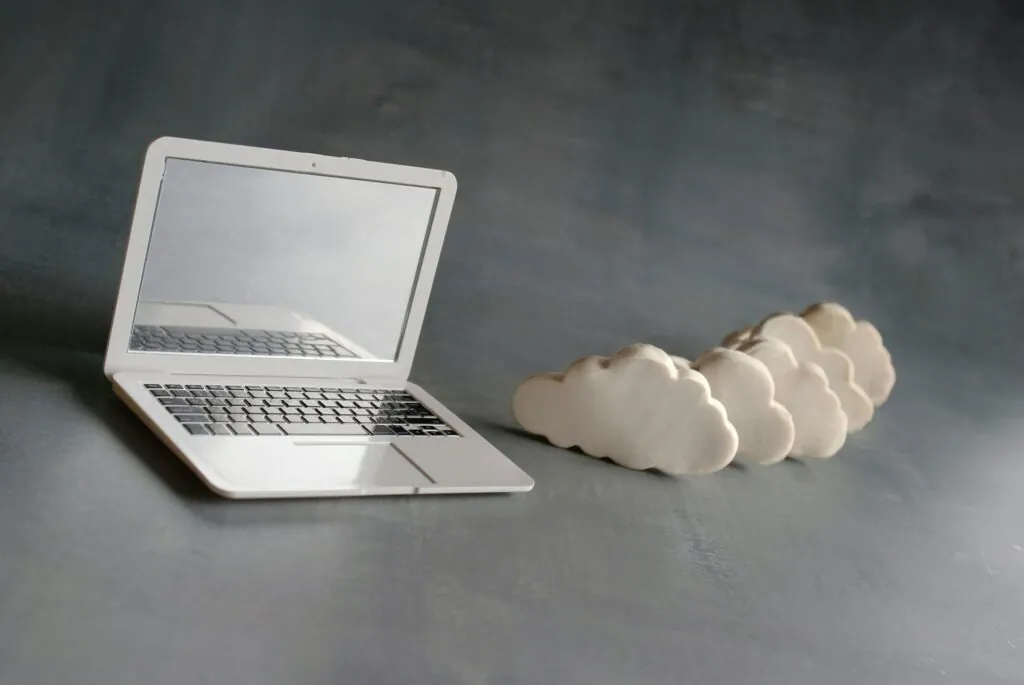 Laptop and white clouds.