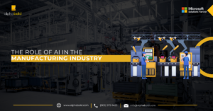 Infographics show The Role of AI in the Manufacturing Industry