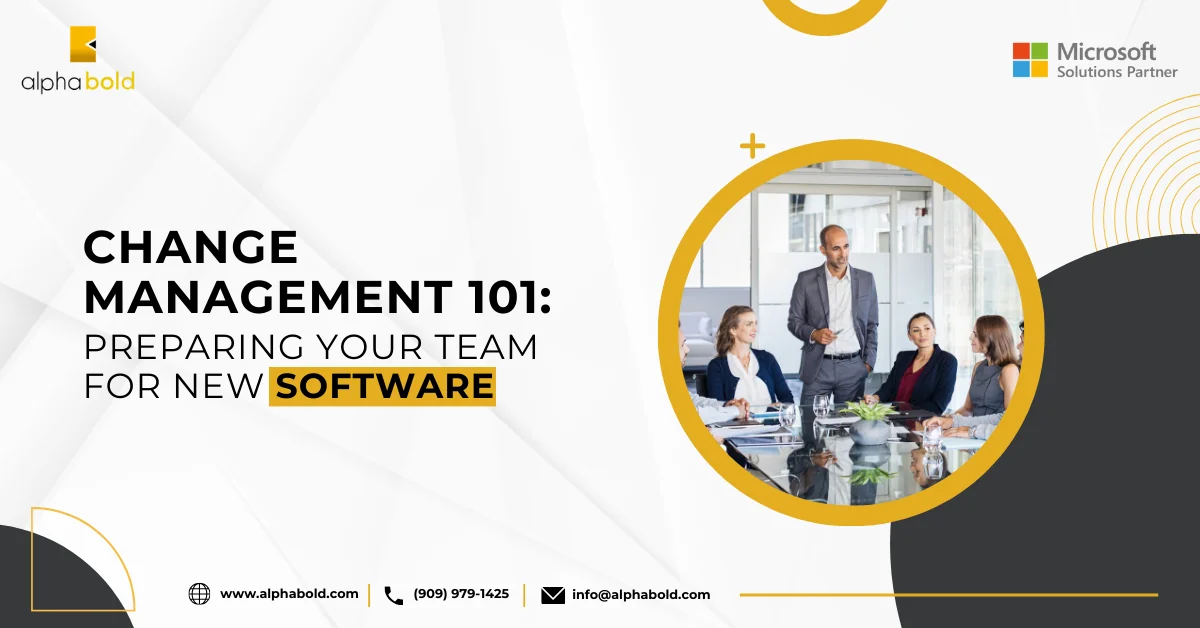 Infographics show the Change Management 101: Preparing Your Team for New Software