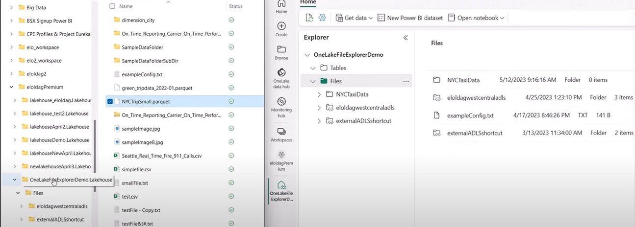 Infographic show the OneLake Desktop App files - Data Integration with Microsoft Fabric