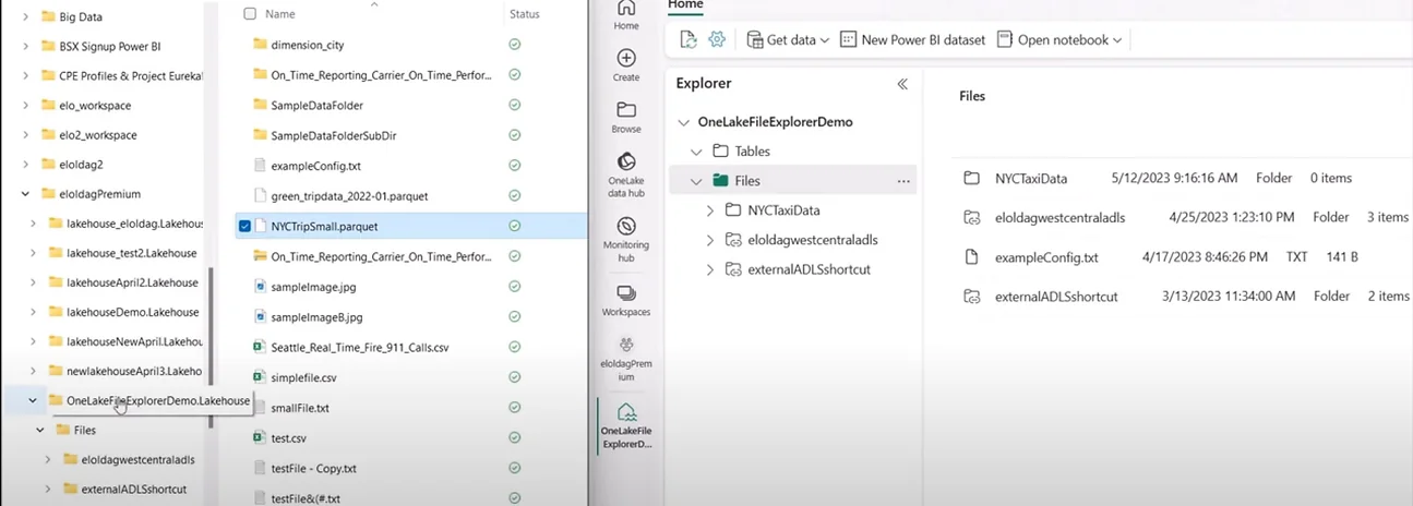 Infographic show the OneLake Desktop App files - Data Integration with Microsoft Fabric