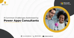 Infographic show the Common Challenges Addressed by Power Apps Consultants