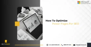 Infographics show How to Optimize Microsoft Power Pages for SEO' Featured Image