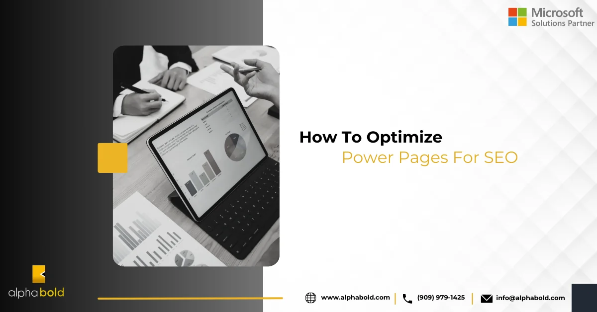 Infographics show How to Optimize Microsoft Power Pages for SEO' Featured Image