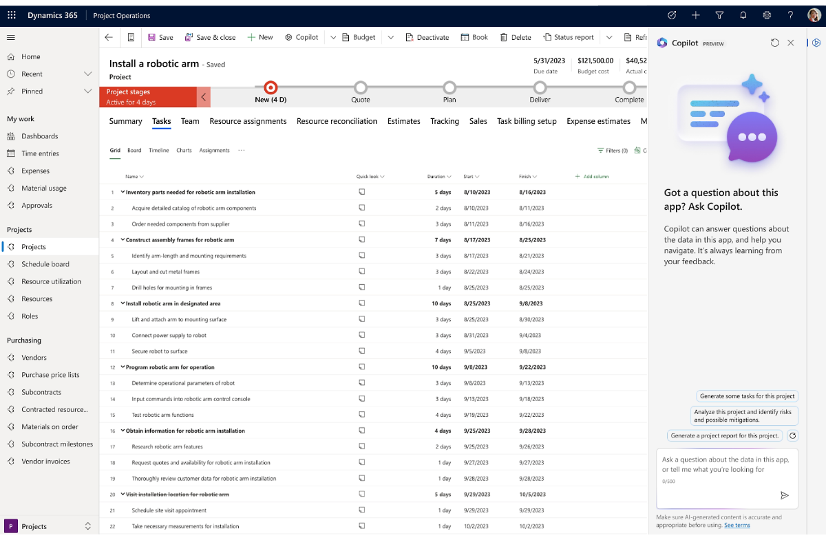 Extend Dynamics 365 Project Operations Capabilities with Copilot