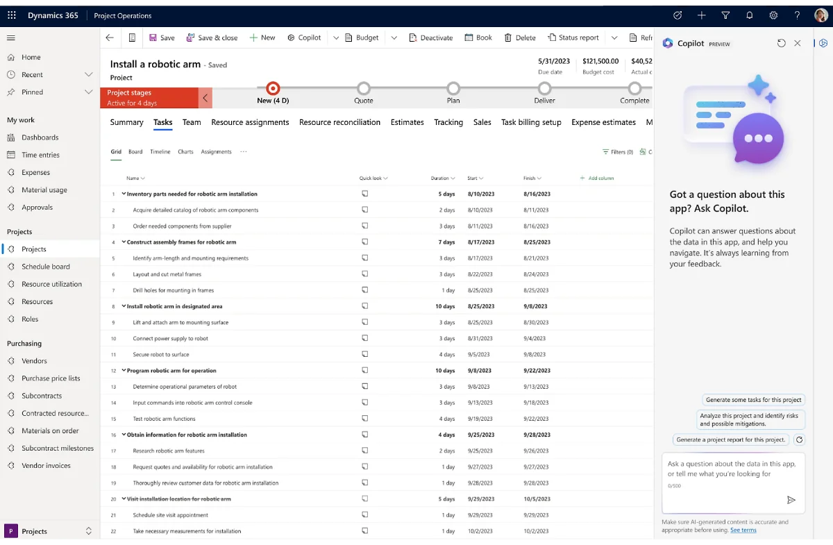 Extend Dynamics 365 Project Operations Capabilities with Copilot