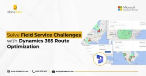 Infographics show the Solve Field Service Challenges with Dynamics 365 Route Optimization