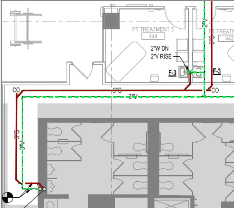 plumbing company we detected the length of the pipe and the fittings directly from the floor plan drawings