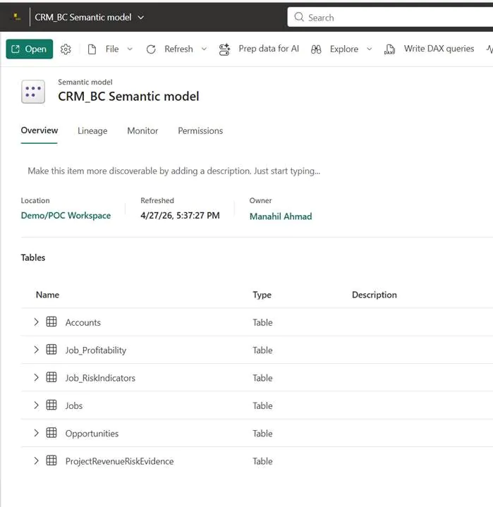 Data in workflow - semantic Model