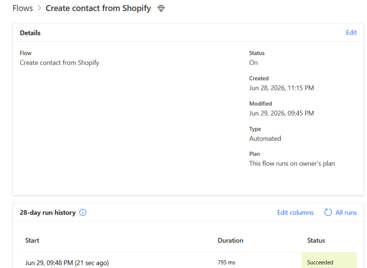 Create contact from shopify